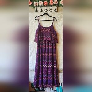 Faded Glory Aztec Bohemian Tiered Maxi Sundress